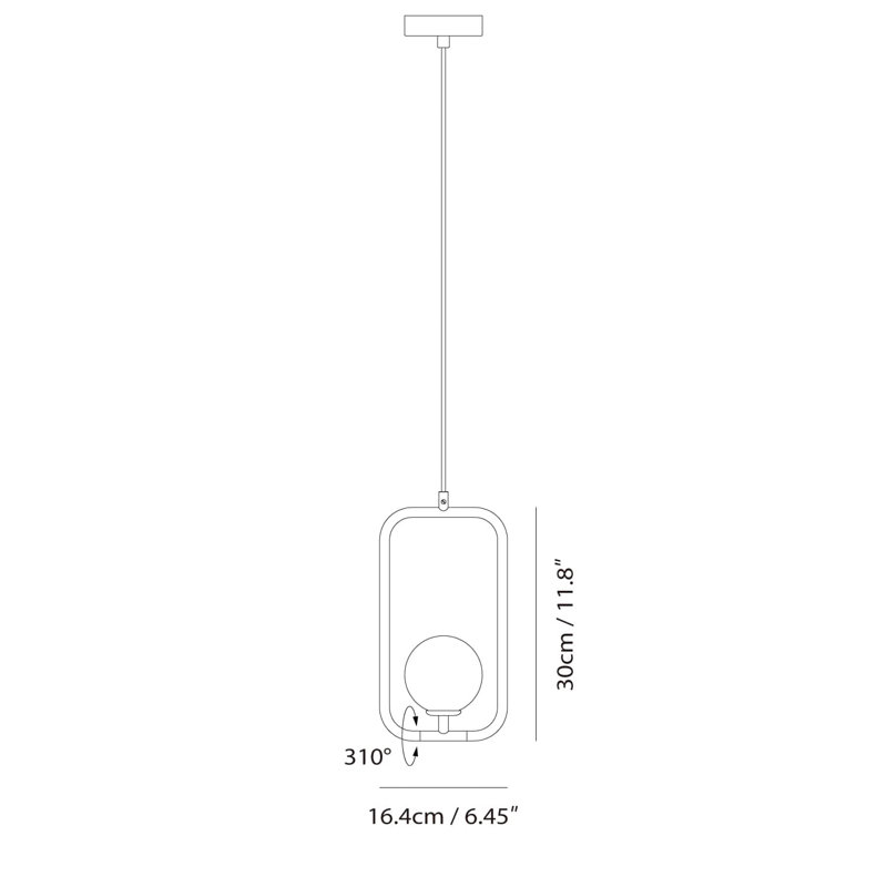 Luminaire suspendu rectangulaire 1 lumière Aviva, H 11,8 po x l 6,5 po x P 3,9 po, Copper