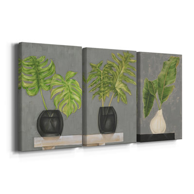 Frond in Vase I  -Custom Wrapped Gallery Canvas - 3 Pieces