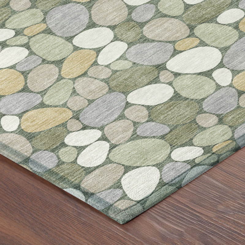Tapis géométrique intérieur / extérieur lavable à la machine Chantille ACN2817, Basilic, 5' x 7'6"