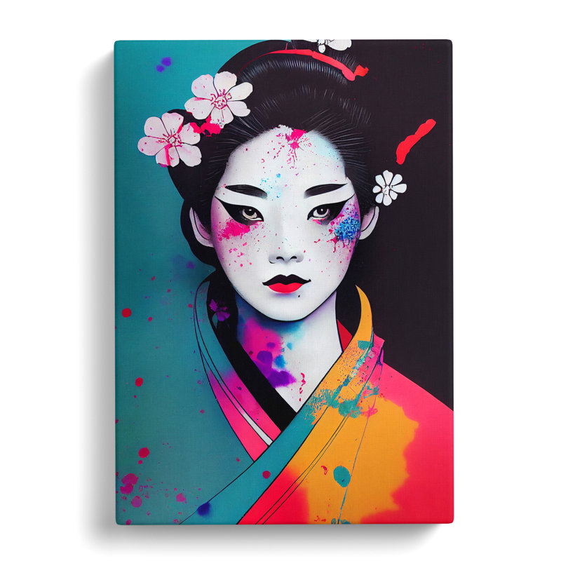 Splashed Geisha No.1 - Wrapped Canvas Print, 50cm H x 35cm W x 3cm D