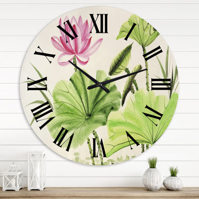 Vintage Lotuses roses dans l'étang V - horloge murale traditionnelle