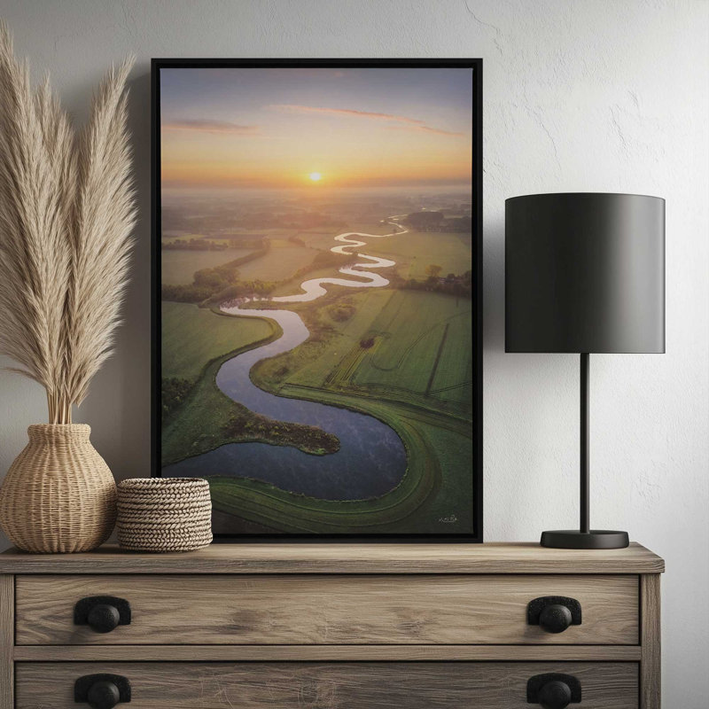 Winding River Sunset by Martin Podt Art Print, 20 W x 30 H, White, Framed Canvas