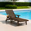 Chaise longue inclinable d'extérieur réglable en PEHD avec roulettes et porte-gobelet brun-1850923268