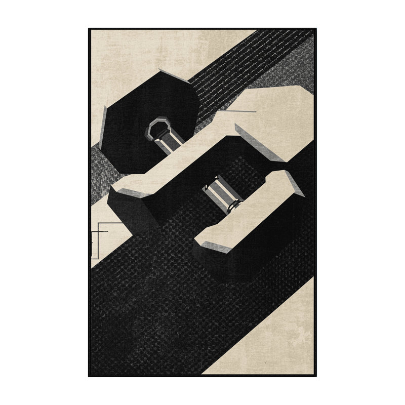 Tapis gris délavé à la machine Rayan Dumbbells, 8 x 10