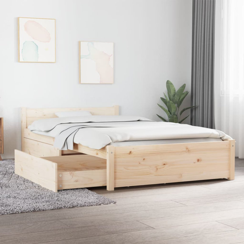 Bed Frame with Drawers, Brown, Small Single (2'6)