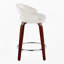 Tabouret de bar pivotant à hauteur fixe en bois d'acajou, repose-pieds en métal chromé et velours blanc, lot de 2-134824065