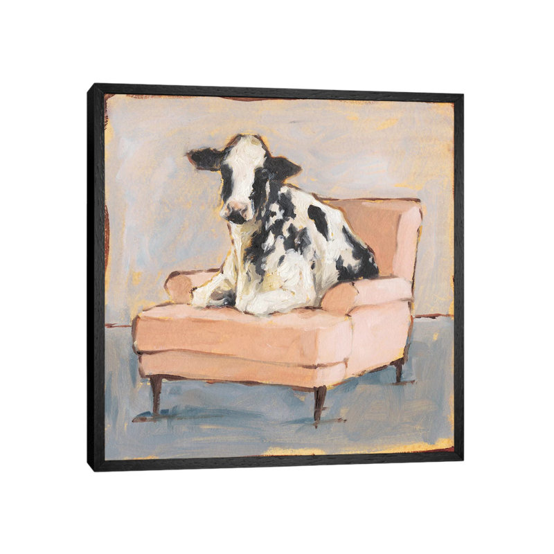 Moo-ving In II by Ethan Harper - Print on Canvas, 93.98 cm H x 93.98 cm W x 3.175 cm D, Black Framed