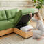 Canapé-lit modulaire de 92,5 po avec rangement, canapé convertible en forme de L avec méridienne réversible, canapé nuage à assise profonde, canapé de salon rembourré vert olive avec base en grain de bois-129683599