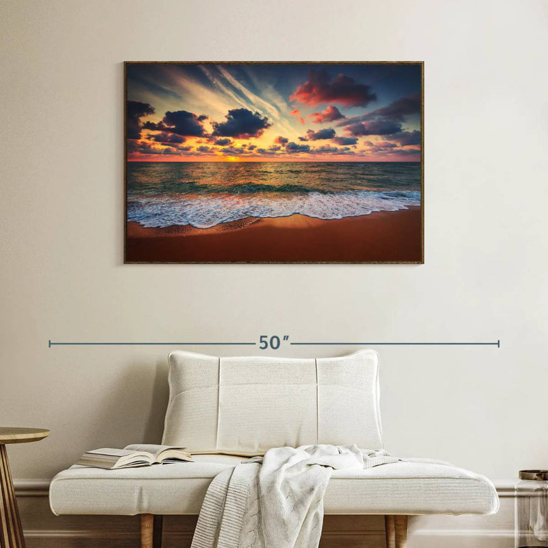 Coucher de soleil d'été, Cadre flottant noyer, 40 po x 27 po