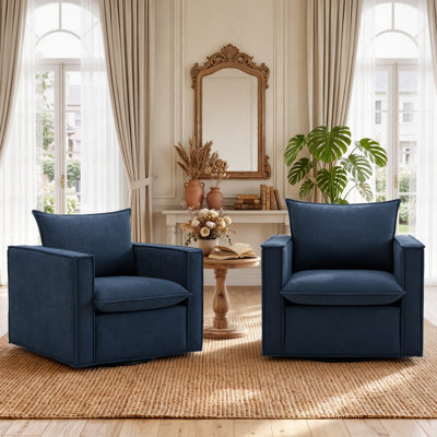 34.2" Wide Upholstered Swivel Accent Armchair