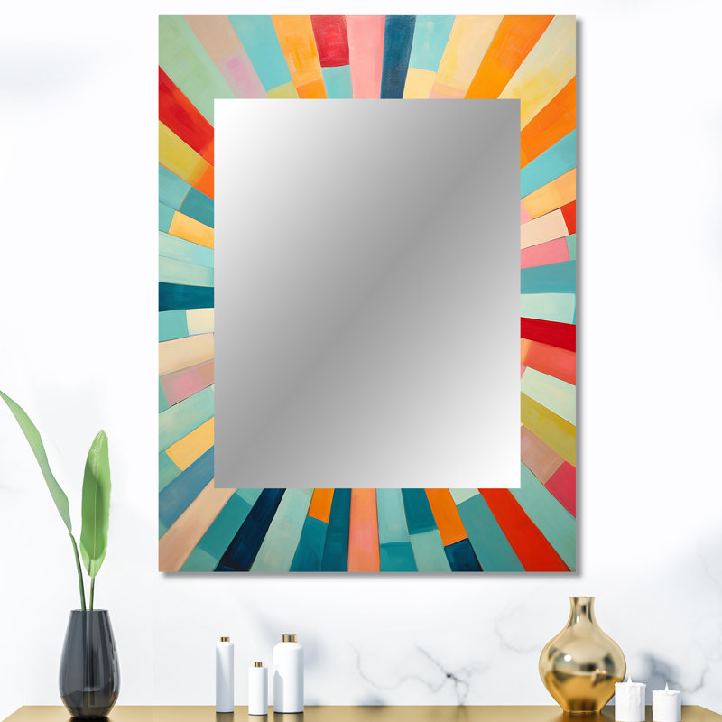 Coloré Mid Century Optique Serenade III - miroir décoratif moderne Mid-Century, miroir mural Mid-Century moderne, impression d'art en métal