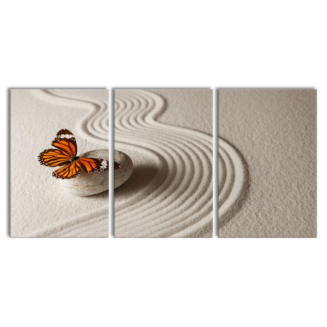 3-tlg. Leinwandbilder-Set Zen Butterfly