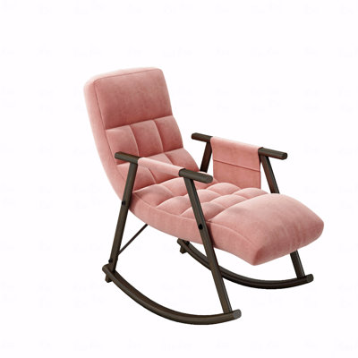 Casual Folding With Rocking Function Chair Upholstered, Lounge With Rocking Function Chair Adjustable High Back And Foot Rest,Side Pockets Placed In Living Room Bedroom Balcony