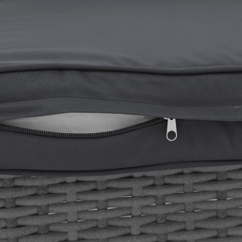 Ensemble de conversation modulaire en rotin 10 pièces avec coussins, Structure grise / coussin gris foncé