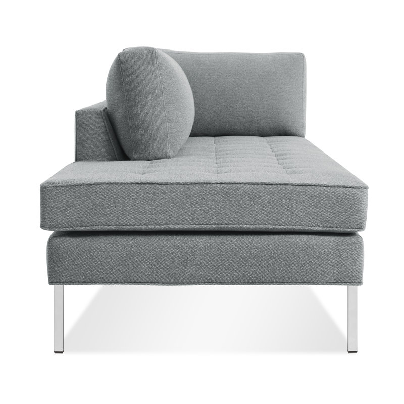 Paramount Chaise Lounge, Left Hand Facing, Sanford Ceramic Crossweave, Stainless Steel