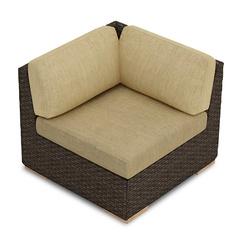 Arden Outdoor Teak Corner Wedge Lounge Chair, Cast Silver Sunbrella®, Brown/Chelnut
