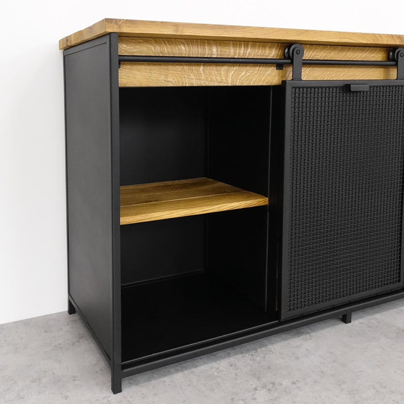 Lillehammer Solid Wood Steel 150 cm W Chest of 3 Drawers