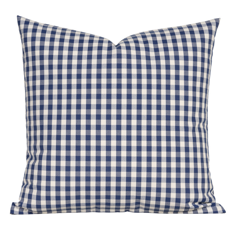 Checkered Outdoor Reversible Throw Pillow, Blue, 30" x 30"