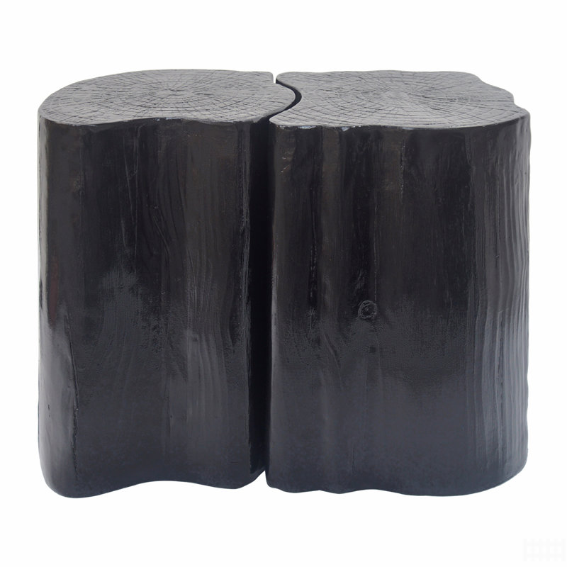 2-In-1 Irregular Mgo End Table, Split Design, Small Space Friendly,Indoor Outdoor Use,Black Color, Black