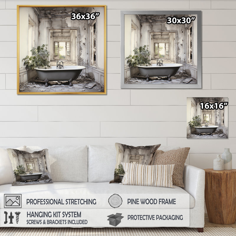 Bath Bath of Tranquility VI sur impression sur toile, H 16 po x l 16 po x P 1 po, Cadre flottant noir