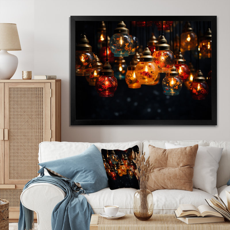 " Thailand Lanna Lanterns II ", Black Picture Framed, 34" H x 44" W x 1.5" D