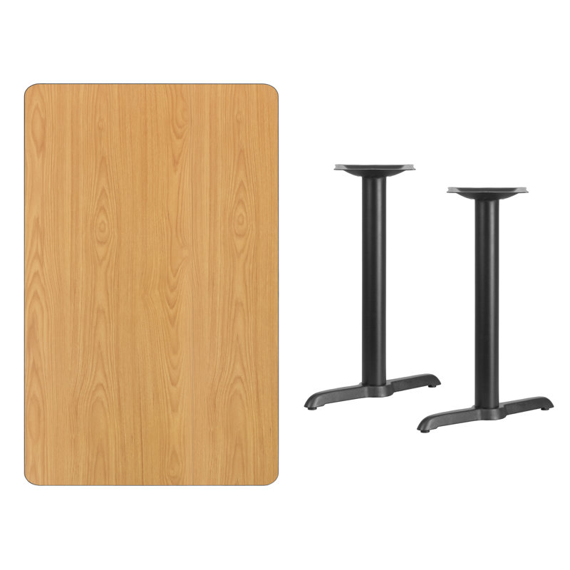 Jarreth 30'' x 42'' Rectangular Laminate Table Top with 5'' x 22'' Table Height Bases, 31.12" H x 48" W x 30" D, Natural