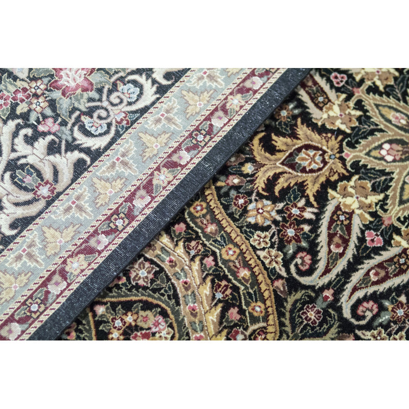 Tapis noir et noir de haute qualité noué à la main