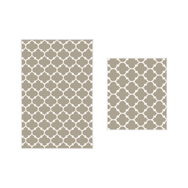 Ensemble de tapis de bain 2 pièces Richie, Brun / blanc