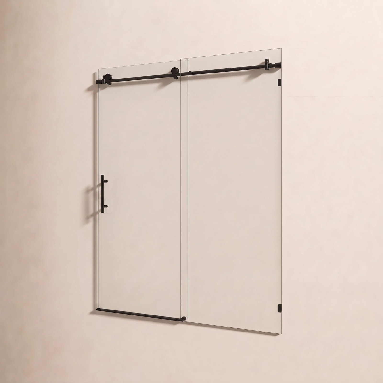 Eclipse 64" Frameless Sliding Shower Door, Matte Black