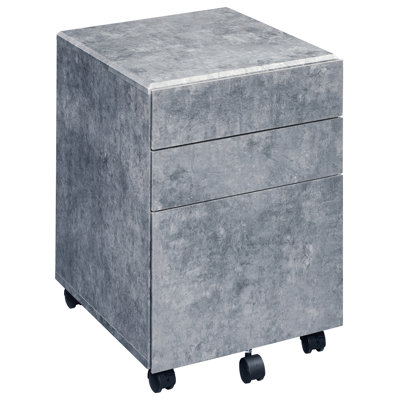 Silver Industrial-Style File Cabinet With Faux Concrete Exterior And Efficient 3 Drawers Finish Three Functional