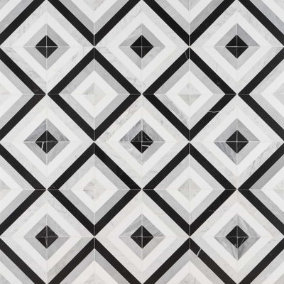 Bowery 8x8 Geometric Polished Marble Mosaic Tile
