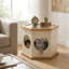Table de bout hexagonale en bois massif avec plateau en verre trempé, meubles d'appoint pour chat pour animaux de compagnie