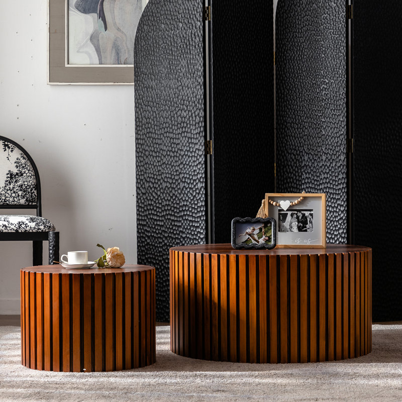 Table basse en noyer, sans assemblage, avec attrait Table d'appoint moderne pour espace de vie principal, finition, assemblage