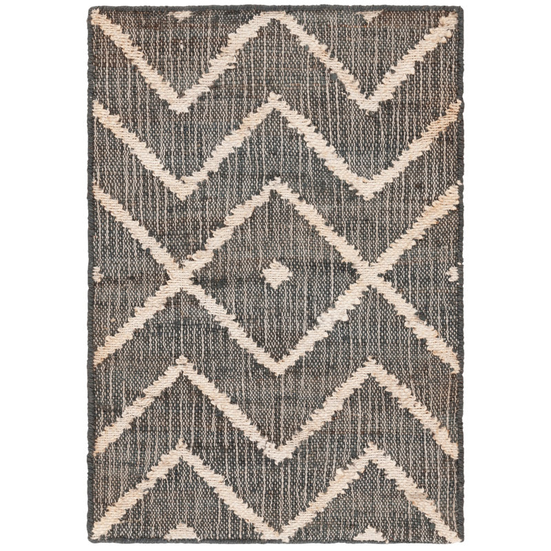 Furman Kilim Geometric Hand-Loomed Natural/Charcoal Area Rug, Rectangle 2'3" x 5'