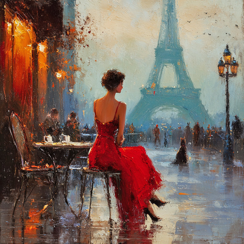 Art mural sur toile Parisian Café View