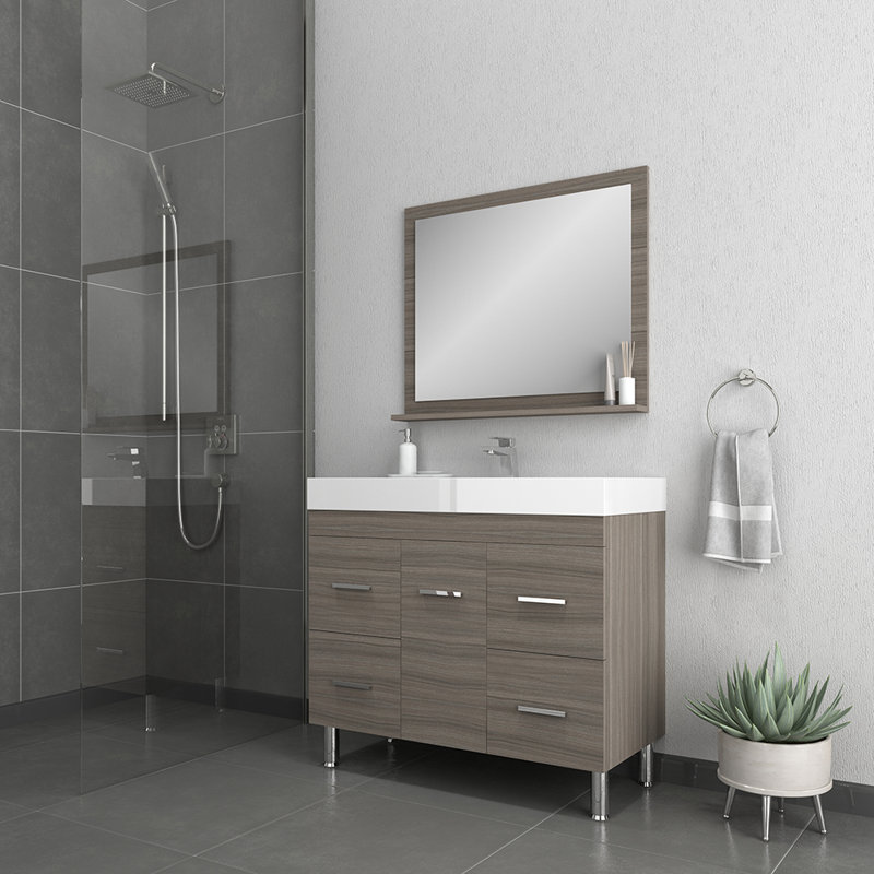 Meuble-lavabo simple 42 po Merlino, Gris