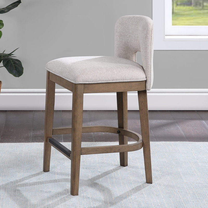 Upholstered Counter Stool with Solid Wood Frame, Counter Stool 26" Seat Height