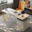 Bureau rectangulaire blanc et doré-120331530-120331528