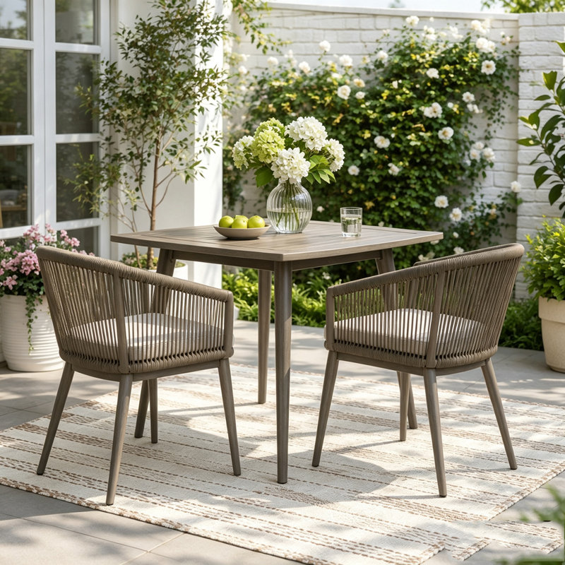 Square Acacia Wood Dining Table