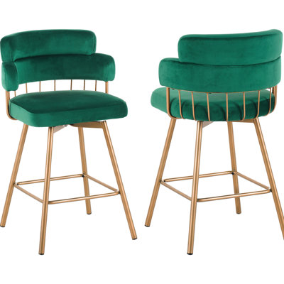 180 tabourets de bar pivotants rembourrés de 2, siège de 26 po de hauteur, pour îlot de cuisine, café, pub, structure en fer, dossier bas, capacité de 300 lb, glissières en plastique, matériau à hauteur étagée, support, conception