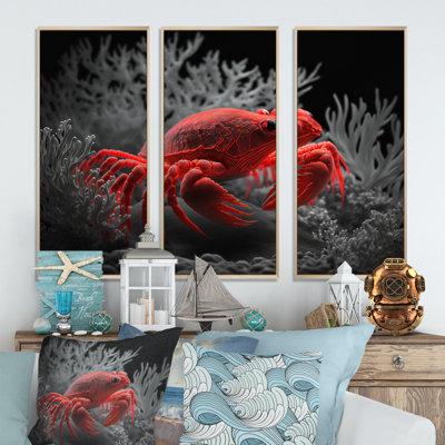 Crabe rouge profond en rouge et noir I Crabe rouge profond en rouge et noir I - 3 pièces sur toile