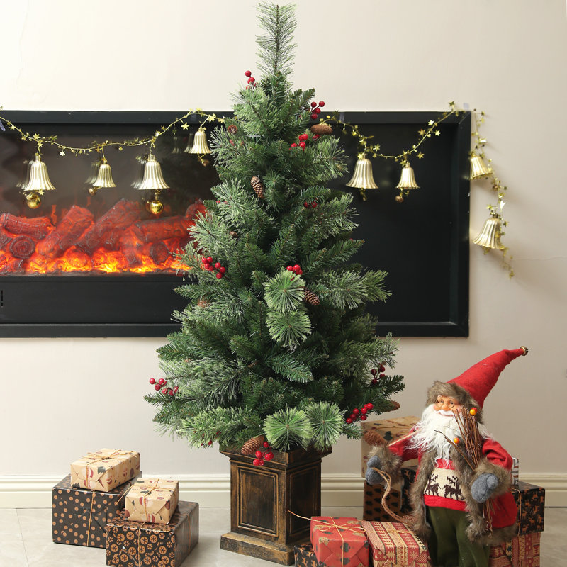 HOMCOM 1.2m Prelit Christmas Tree with 100 Warm White LED Lights and 8 Modes