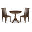 L'ensemble de table de salle à manger 3 pièces en bois comprend 1 table à piédestal ronde et 2 chaises de salle à manger en acajou avec dossier à lattes - finition acajou-735617832