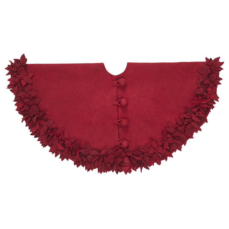 Overlapping Flowers Christmas Tree Skirt, 72" W, Maroon