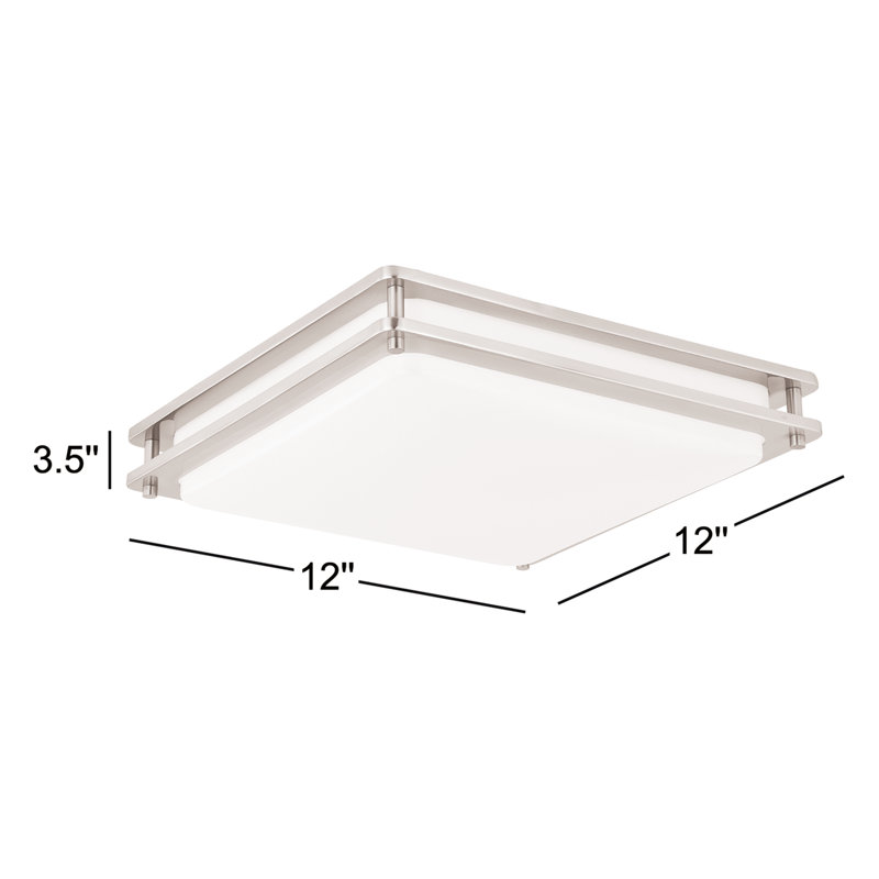 Barreda Acrylic LED Flush Mount, Satin Nickel, 3.5" H x 16" W x 16" D
