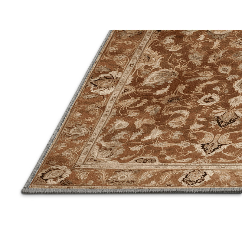 Tapis brun lavable à la machine, Rond 8 pi