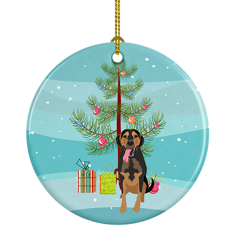Ornement de Noël en céramique Rottweiler noir et brun clair # 4, Rottweiler noir et brun clair # 4