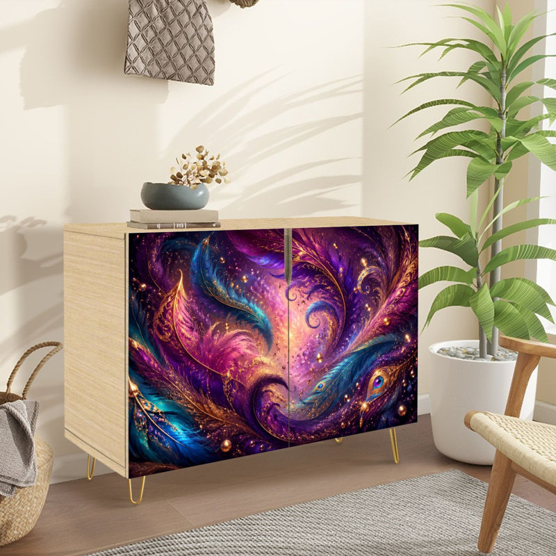 Buffet Buffet avec rangement Vibrant Abstract Feather