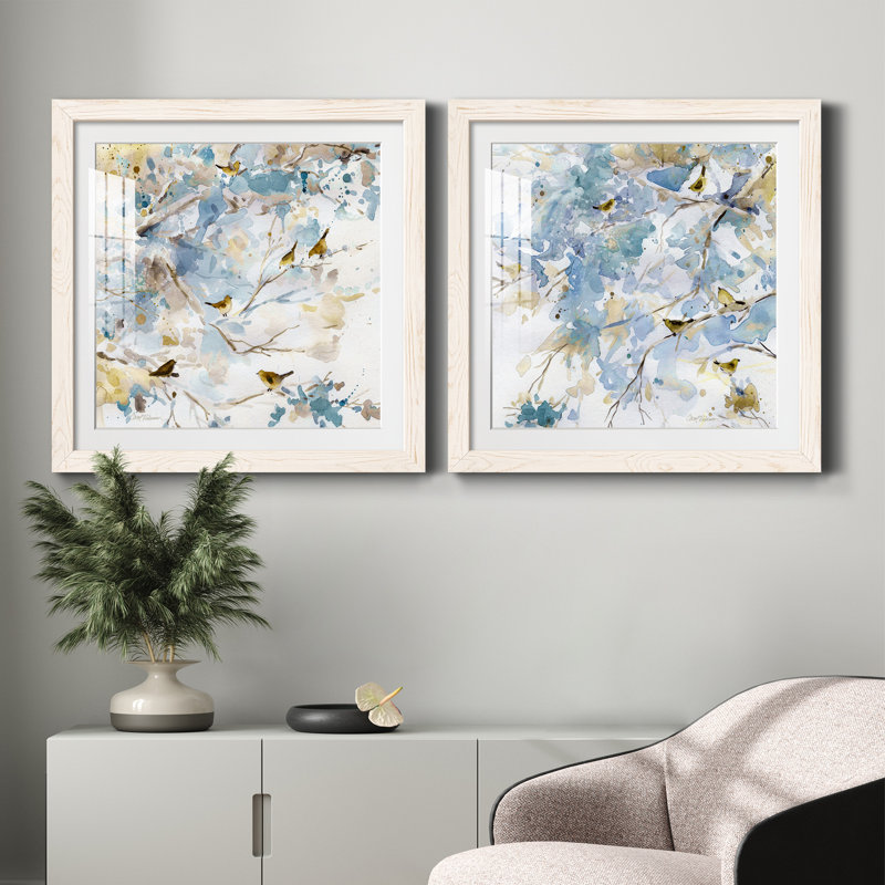 Topaz Spring I - ensemble de 2 peintures encadrées, H 31,5 po x l 63 po x P 1,5 po, Cadre blanc