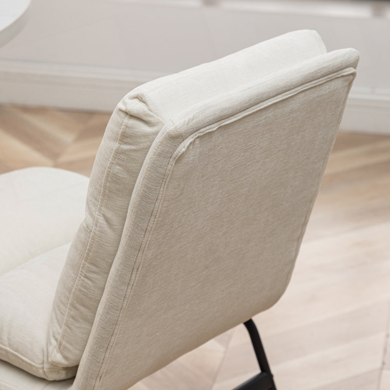 Contemporary Upholstered Chairs, Set of 2, Vanilla White